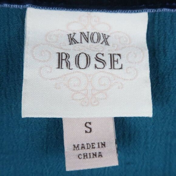 KNOX ROSE TEAL COLD SHOULDER 3/4 SLEEVE V NECK ASYMETRICAL TUNIC TOP SIZE S - Picture 4 of 10